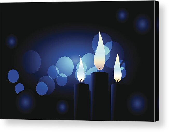 Close-up Acrylic Print featuring the drawing Blue candles by Nico_blue