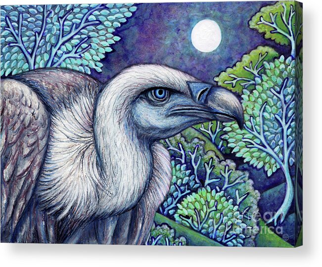 Vulture Acrylic Print featuring the painting Blue Vulture Moon by Amy E Fraser