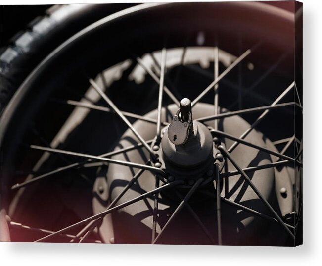 Heart Acrylic Print featuring the photograph BMW R75 WWII Motorcycle spare tire by Karen Cox