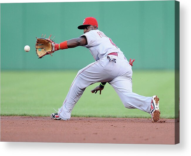 Second Inning Acrylic Print featuring the photograph Brandon Phillips and Ike Davis by Joe Sargent