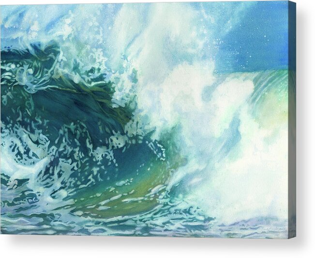Wave Acrylic Print featuring the painting Breathtaking Kai Mana by Sandy Haight
