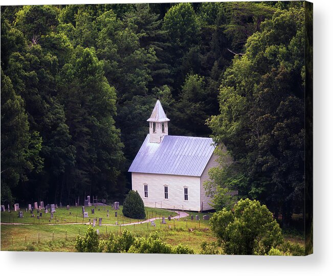 Church Acrylic Print featuring the photograph Cades Cove Methodist Church - Smoky Mountains by Susan Rissi Tregoning