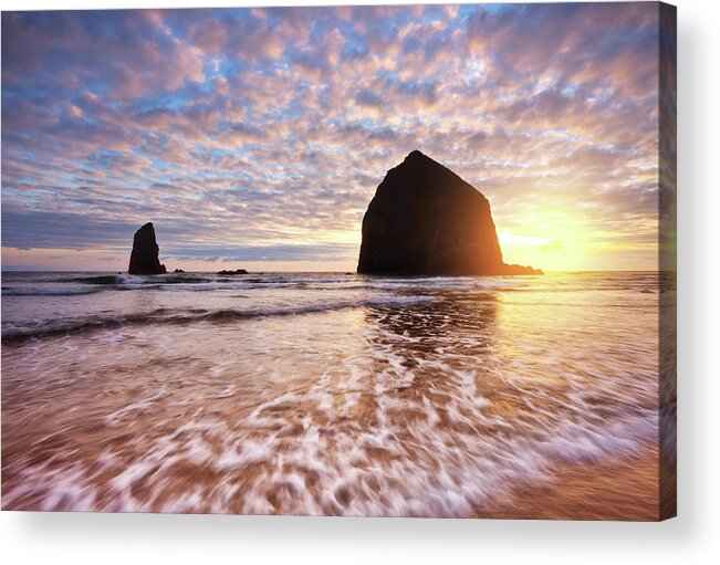 Sunset Acrylic Print featuring the photograph Cannon Beach Sunset Classic by Darren White