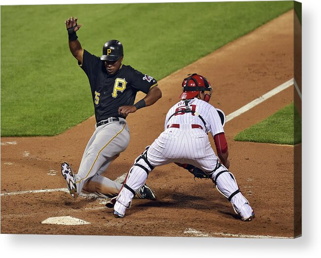 People Acrylic Print featuring the photograph Carlos Ruiz and Gregory Polanco by Drew Hallowell
