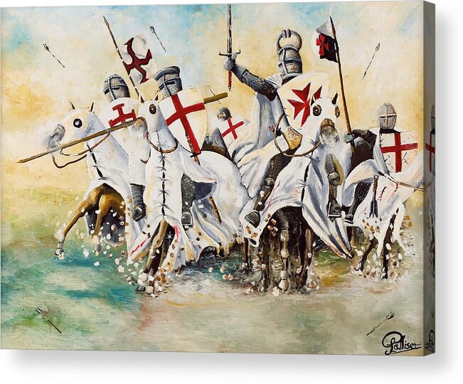 Knights Templar Charge Acrylic Print featuring the painting Charge of the Knights Templar by John Palliser
