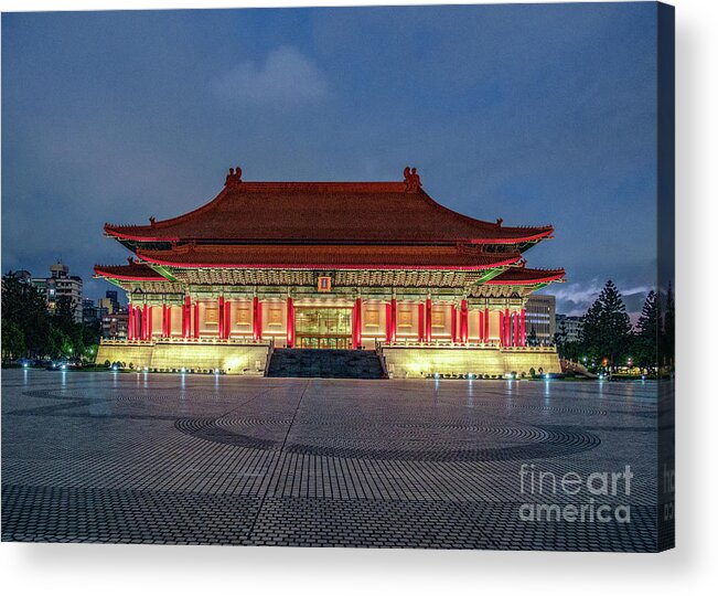 Chiang Acrylic Print featuring the photograph Chiang Kai-shek Memorial Hall at Night by Traveler's Pics