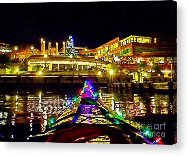 Kayak Acrylic Print featuring the photograph Christmas Kayak at Carillon Point by Sea Change Vibes