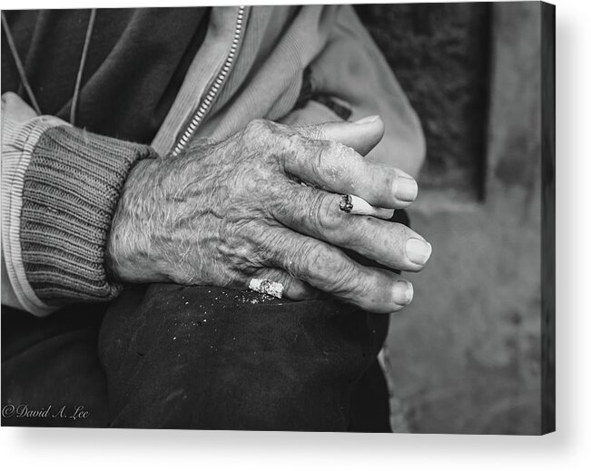Hands Acrylic Print featuring the photograph Cigarette by David Lee