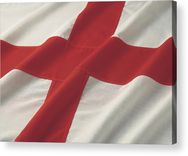 Full Frame Acrylic Print featuring the photograph Close-up of the flag of England by George Doyle