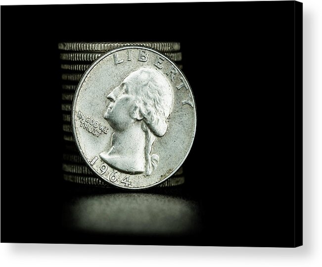 Coins Acrylic Print featuring the photograph Coin Collecting - 1964 Silver Quarters by Amelia Pearn