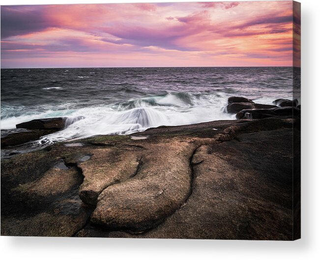 Halibut Point State Park Acrylic Print featuring the photograph Color of Dawn, Halibut Pt. by Michael Hubley