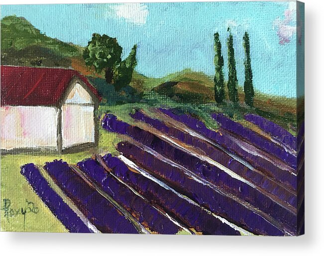Lavender Acrylic Print featuring the painting Country Lavender Farm 2 by Roxy Rich