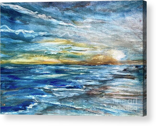Sea Acrylic Print featuring the painting CoVivid Beach by Francelle Theriot