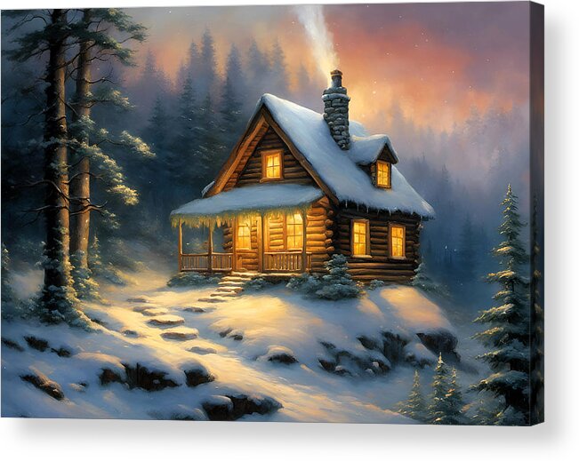 Log Cabin Acrylic Print featuring the photograph Cozy Log Cabin by Cate Franklyn