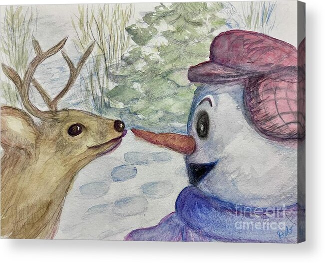 Deer Acrylic Print featuring the painting Curious Deer by Deb Stroh-Larson