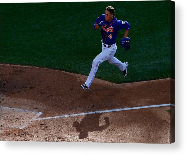 Game Two Acrylic Print featuring the photograph Daisuke Matsuzaka and Wilmer Flores by Mike Stobe
