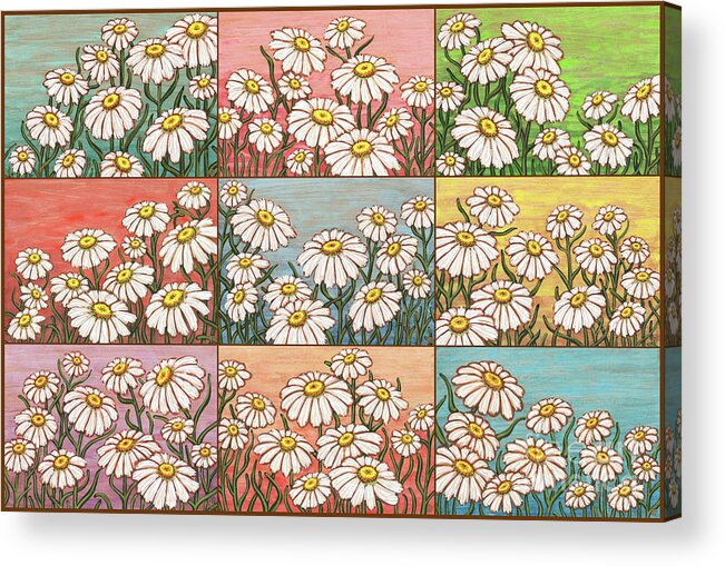 Daisy Acrylic Print featuring the painting Dancing Daisy Daydreams Collection by Amy E Fraser