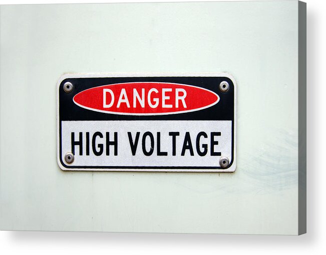 Electric Shock Acrylic Print featuring the photograph Danger: High Voltage sign by Simon McGill