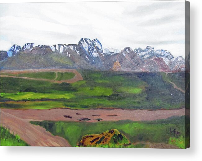 Alaska Acrylic Print featuring the painting Denali Park Spring by Linda Feinberg