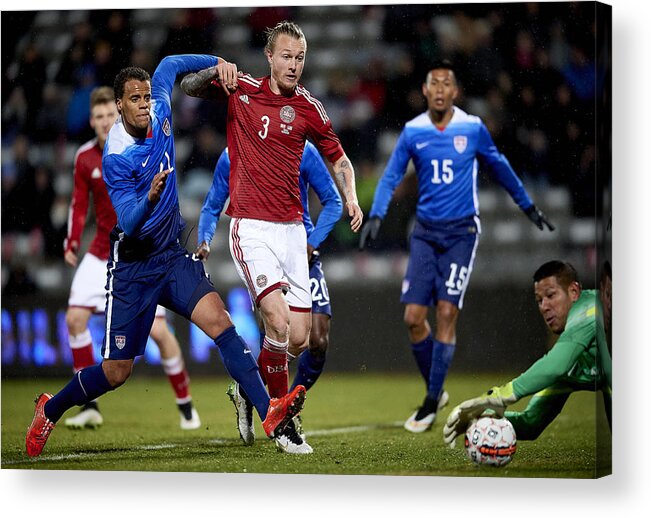 International Match Acrylic Print featuring the photograph Denmark vs United States - International Friendly by Lars Ronbog