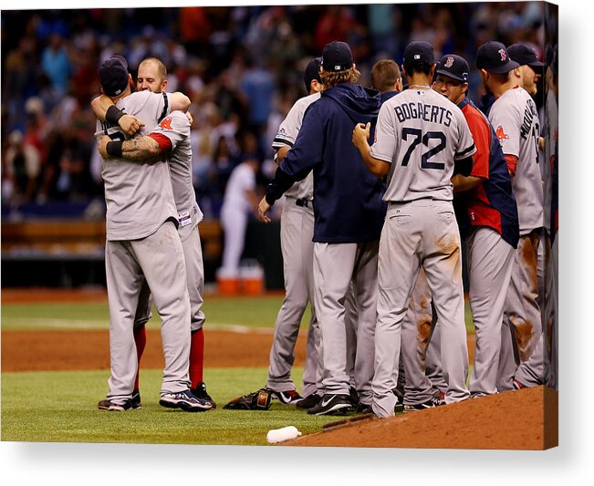 American League Baseball Acrylic Print featuring the photograph Division Series - Boston Red Sox v Tampa Bay Rays - Game Four by Mike Ehrmann