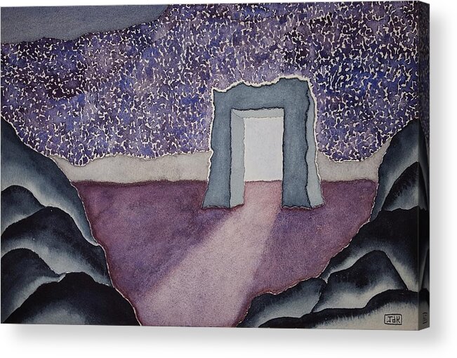 Watercolor Acrylic Print featuring the painting Door of Lore by John Klobucher