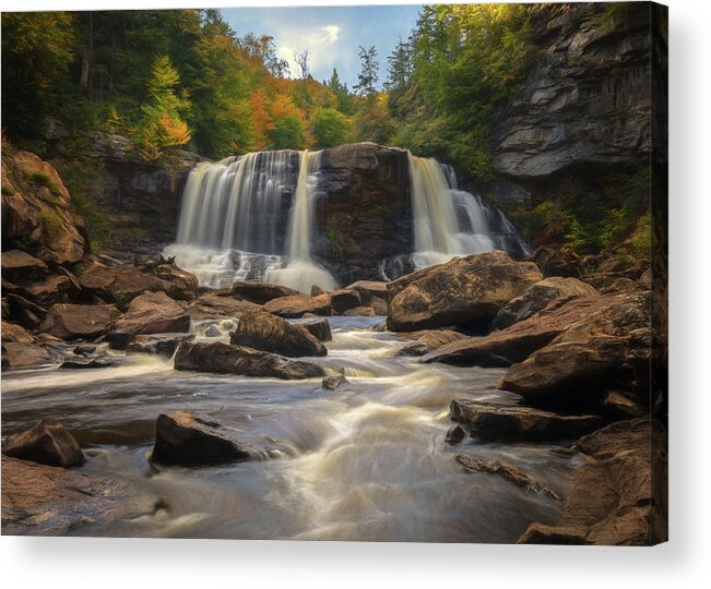 Blackwater Falls Acrylic Print featuring the photograph Downstream at Blackwater Falls by Jaki Miller