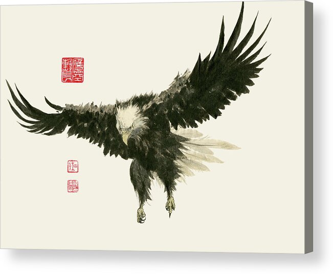 Bald Eagle Acrylic Print featuring the painting Eagle - 66 by River Han