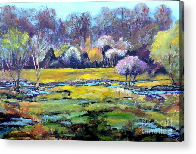 Landscape Acrylic Print featuring the painting Early Wet Spring by Jodie Marie Anne Richardson Traugott     aka jm-ART