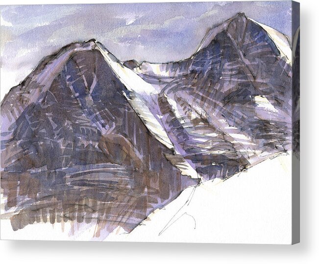 Landscape Acrylic Print featuring the painting Eiger und Moench by Judith Kunzle