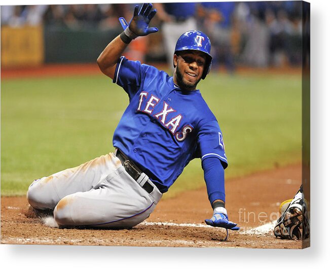 American League Baseball Acrylic Print featuring the photograph Elvis Andrus by Al Messerschmidt