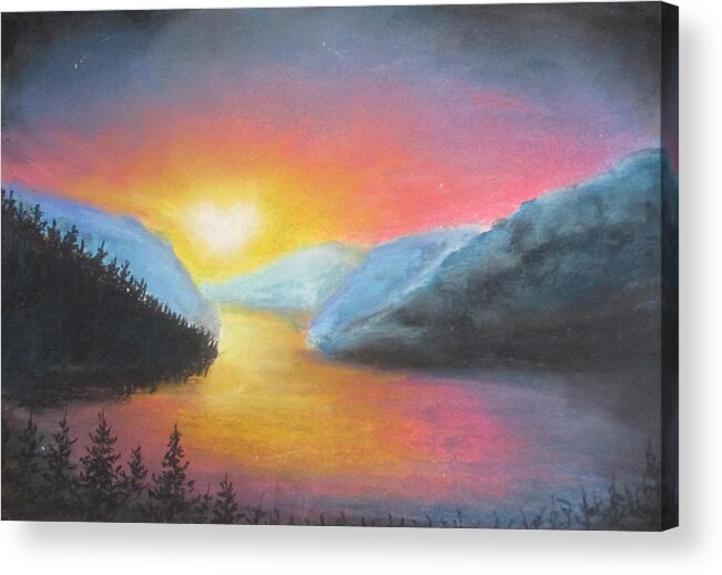 Chromatic Sunset Acrylic Print featuring the painting Enchanted Sky by Jen Shearer