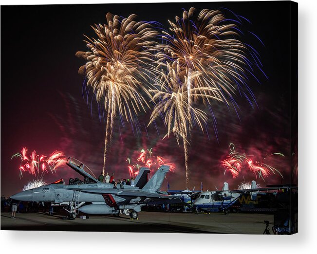 Fireworks Acrylic Print featuring the photograph F-18 Fireworks 1 by David Hart