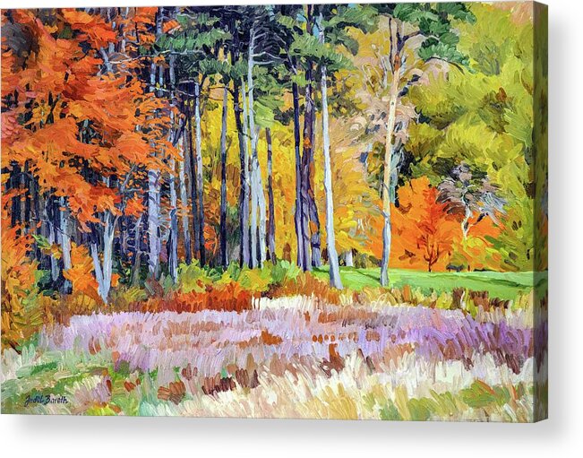 Fall Acrylic Print featuring the painting Fall in the Arboretum by Judith Barath