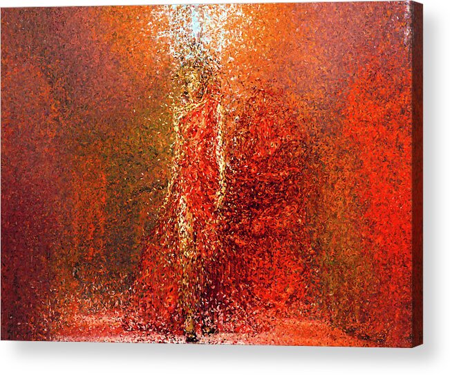 Red Leaves Acrylic Print featuring the painting Fall Is Coming by Alex Mir