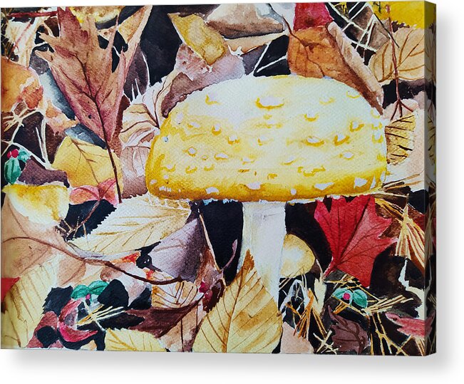 Mushroom Acrylic Print featuring the painting Fall Mushroom by Sylvia Brallier