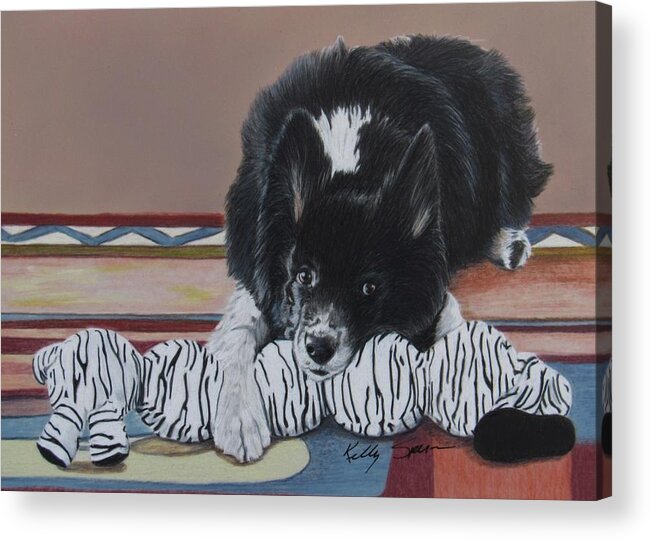 Dog Acrylic Print featuring the drawing Favorite Toy by Kelly Speros