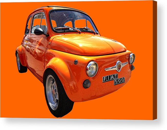Fiat 500 Acrylic Print featuring the photograph Fiat 500 Orange by Worldwide Photography