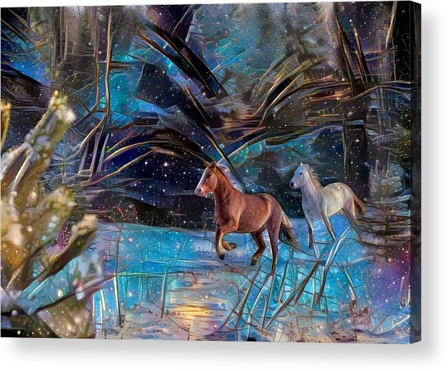 Belgian Horse Acrylic Print featuring the digital art Field Gallop 1 by Listen To Your Horse