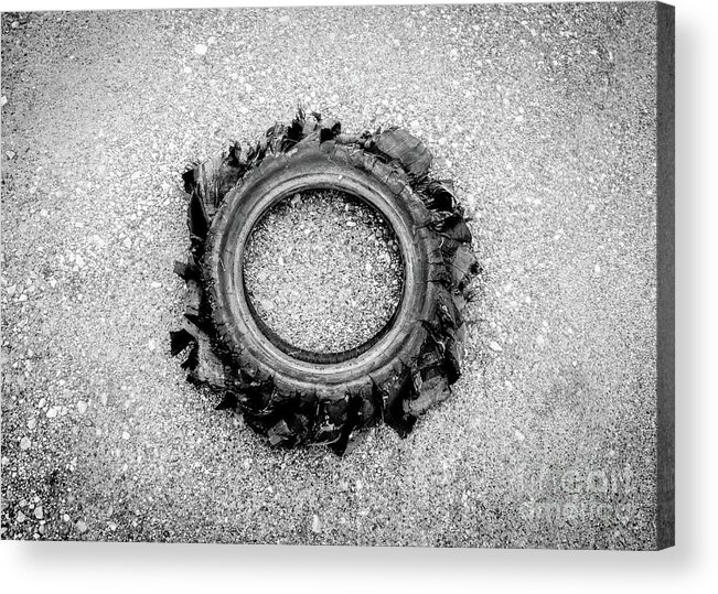 Blown Acrylic Print featuring the photograph Flat Tire BW by Troy Stapek