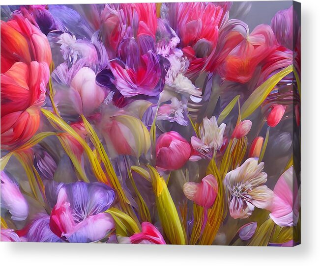 Digital Acrylic Print featuring the digital art Flowers by Beverly Read