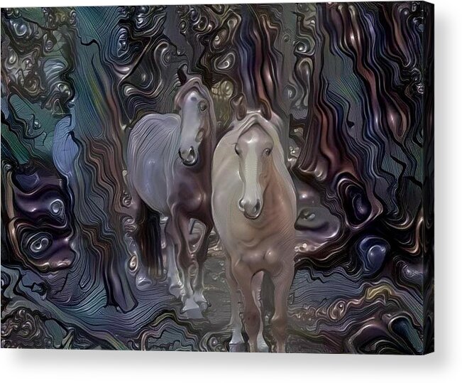 Horse Acrylic Print featuring the digital art Forest Trails 3 by Listen To Your Horse