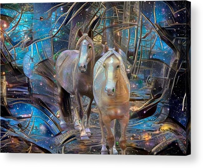 Horse Acrylic Print featuring the digital art Forest Trails 1 by Listen To Your Horse