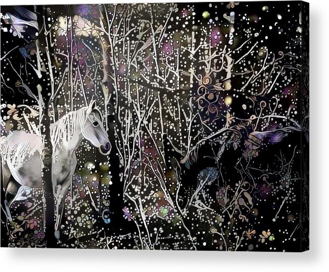 Horse Acrylic Print featuring the digital art Forest Tryst 2 by Listen To Your Horse
