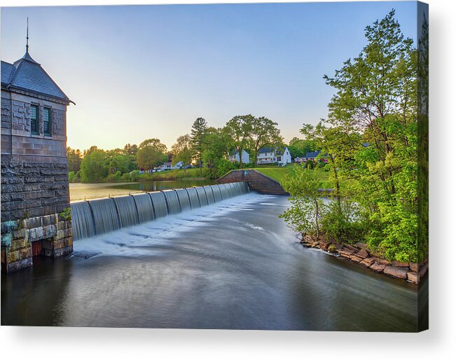 Framingham Number One Dam And Gatehouse Acrylic Print featuring the photograph Framingham Number One Dam and Gatehouse by Juergen Roth