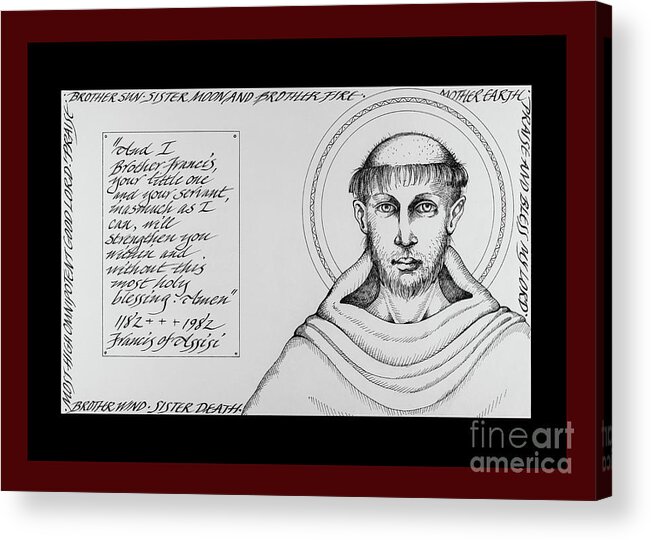 Francis Brother Sun Sister Moon Acrylic Print featuring the drawing Francis Brother Sun Sister Moon by William Hart McNichols