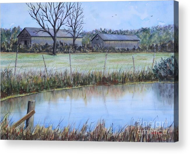 Pond Acrylic Print featuring the painting Frog Hollow Pond by Joseph Burger