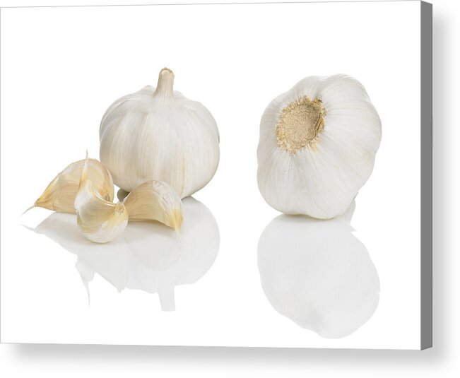 Cut Out Acrylic Print featuring the photograph Garlic bulbs by Lew Robertson