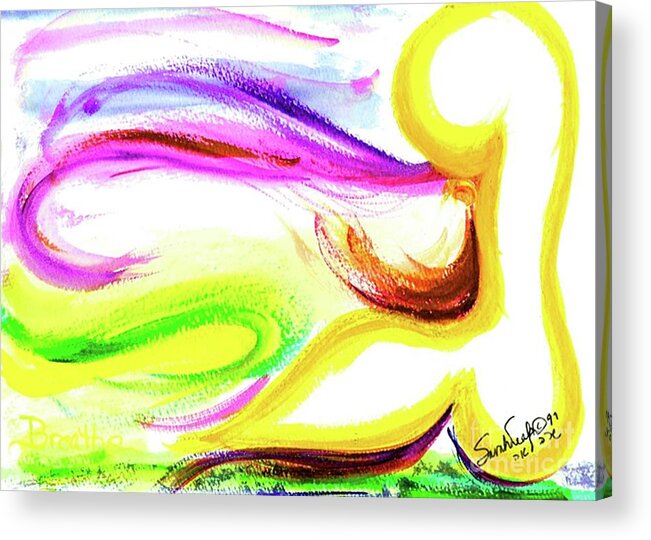 Gimel Acrylic Print featuring the painting GIMEL - breathe by Hebrewletters SL