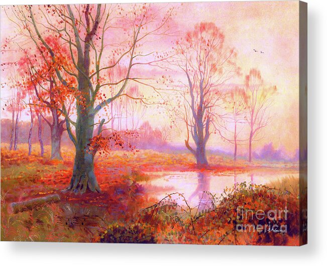 Landscape Acrylic Print featuring the painting Glittering Crimson Nightfall by Jane Small
